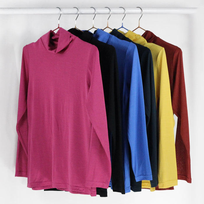 100 Silk Knit Turtleneck Long Sleeve T Shirt Soft Lightweight Solid Color Autumn Winter Womens Essential Top