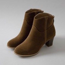 一件代发 简约磨砂绒短靴骑士靴 原单外贸女靴粗跟中跟靴子B80