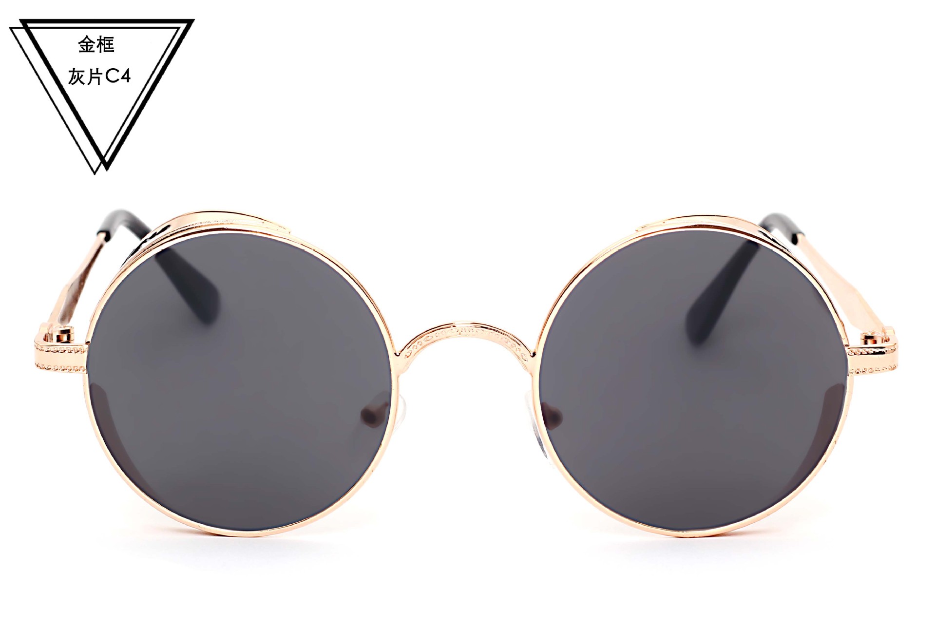 杰特881复古圆形金属太阳眼镜反光蒸气朋克雕花墨镜男女士眼镜-阿里巴巴