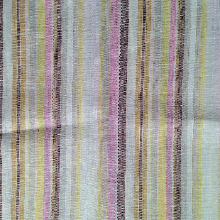 供应现代粘亚麻色织布 平纹几何提花厂家