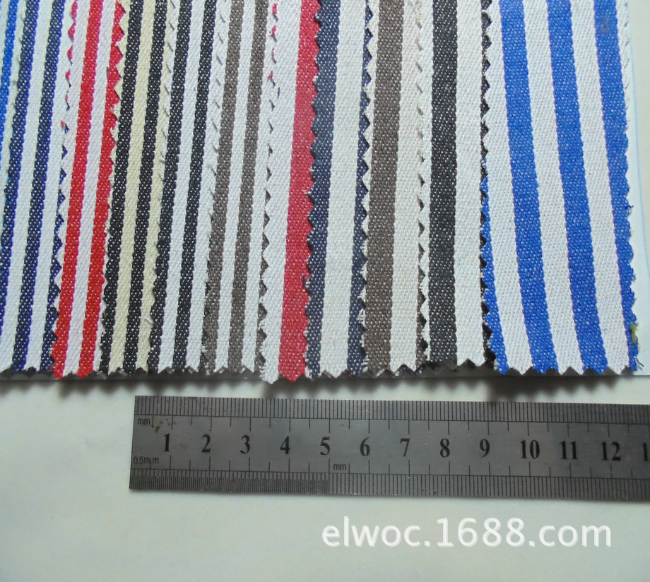 无弹色织条 棉布厚 箱包手袋布鞋面料 条纹拉条 斑马线竖横布6128