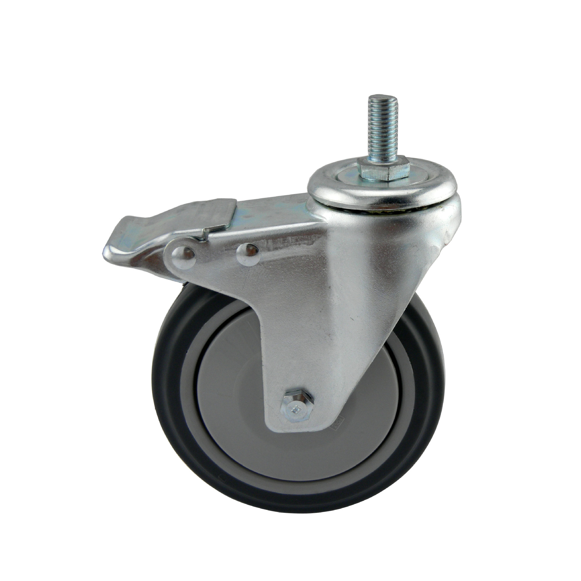 大胜工厂5寸TPR静音轴承超市手推车理货车丝杆带刹万向脚轮 