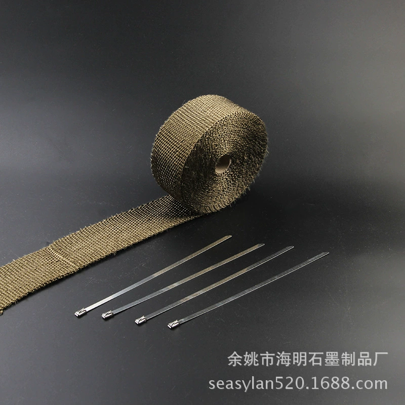 Titanium color black gold basalt insulation glass fiber banana strap exhaust pipe heat shield fabric