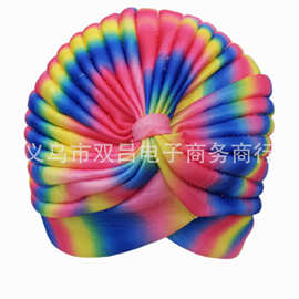 义乌双吕新款七彩扎染彩虹糖果色嘻哈包头巾印度帽
