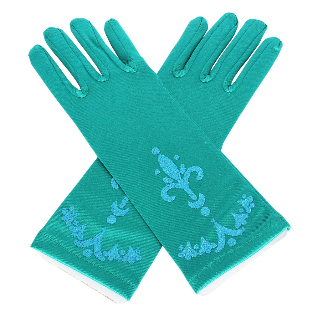 Gants De Princesse En Satin Bleu Pour Filles – Paillettes, Taille Unique 4-12 Ans - 3