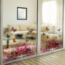 厂家直销窗户移门卫生间带胶磨砂玻璃贴膜浴室阳台 D7010 蝴蝶花