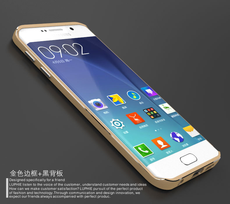 Luphie Aircraft Aluminum Metal Frame 9H Tempered Glass Back Cover Case for Samsung Galaxy S6 Edge Plus G9280 & S6 Edge G9250
