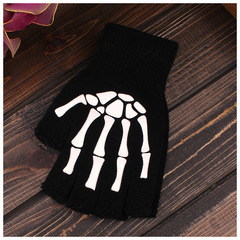 Skeleton Cycling Gloves Bicycle Half Finger Gloves Ghost Claw Half Finger Knitted Gloves Finger Pointed Rubber Claw Gloves