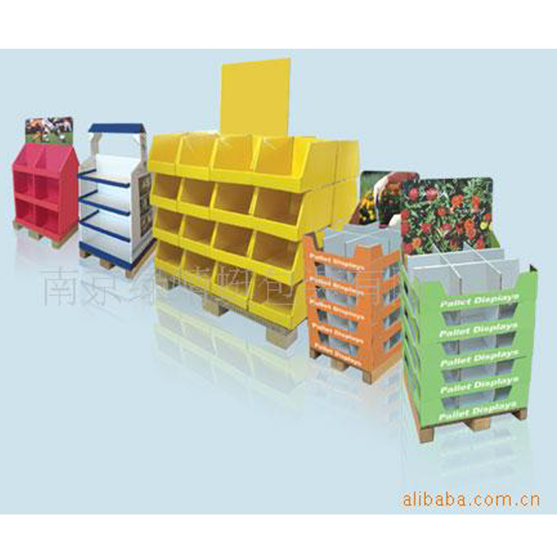 厂家定做瓦楞纸货柜 超市零食展示架 立式展示柜