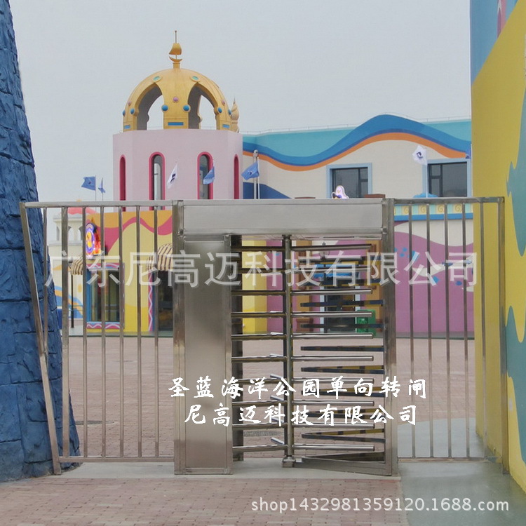 供应单项全高闸,海洋公园出口人行闸门,全封闭式不锈钢栏杆匝口机