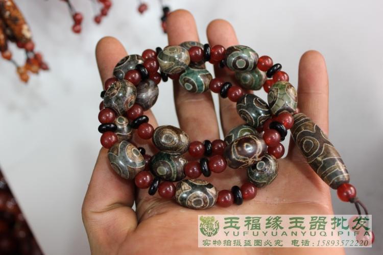 原创时尚民族风三眼天珠玛瑙项链 长款复古文艺百搭毛衣链子批发