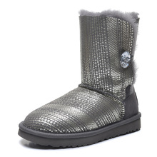 冬季中筒雪地靴羊皮毛一体水钻保暖防滑防寒女棉靴鞋子5803水钻扣