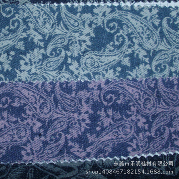 DB4109特色洗水印腰果花牛仔布鞋服面料