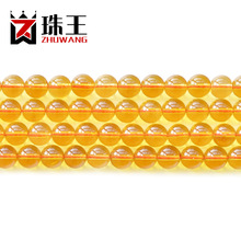 珠王飾品 5A級合成黃水晶散珠 手鏈串珠 養晶半成品批發