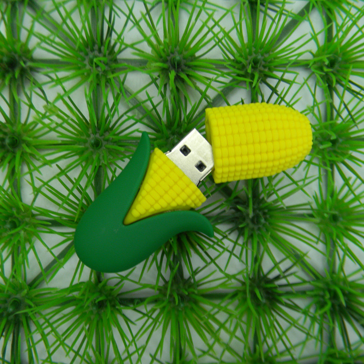 厂家提供现模礼品创意粮食玉米U盘外壳创意PVC软胶U盘外壳制作