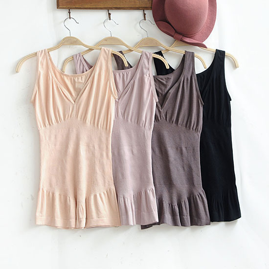 秋冬新款 日單透氣收腹壹片式背心美體無痕內衣束身衣産後塑身衣