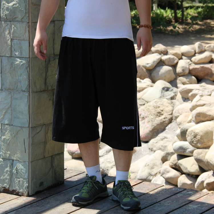 Модные мужские хлопковые штаны с 7-точечными шортами, играющие в хип-хоп, пляжные плюс жирные плюс свободные однотонные толстые парни