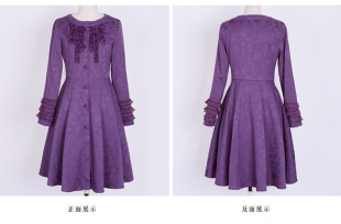 Autumn New Women's Slim-fit Elegant Retro Long-sleeved Coat dress Coat Jing Shi