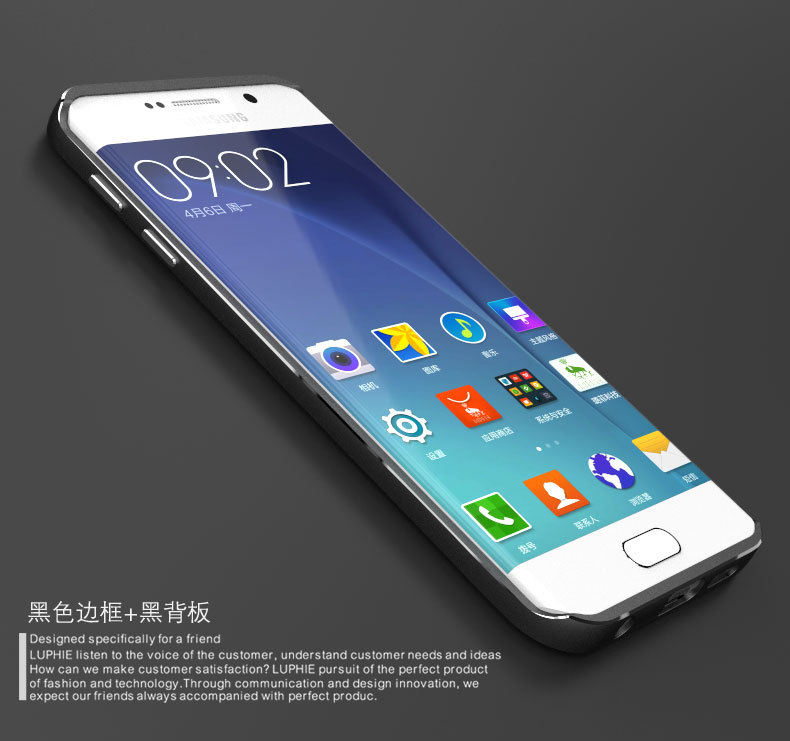 Luphie Aircraft Aluminum Metal Frame 9H Tempered Glass Back Cover Case for Samsung Galaxy S6 Edge Plus G9280 & S6 Edge G9250