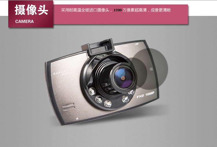 FHD1080P high-definition dash cam, wide-angle night vision, loop recording, mini car camera