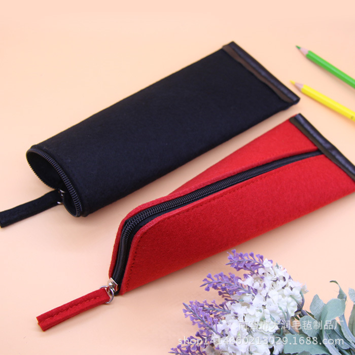 厂家供应批发定做简约毛毡笔袋 大容量毛毡文具袋铅笔袋 男女笔袋