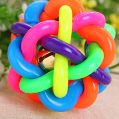 Pet supplies dog toys PVC with bell rainbow ball dog toys dog biting toys colorful braided ball