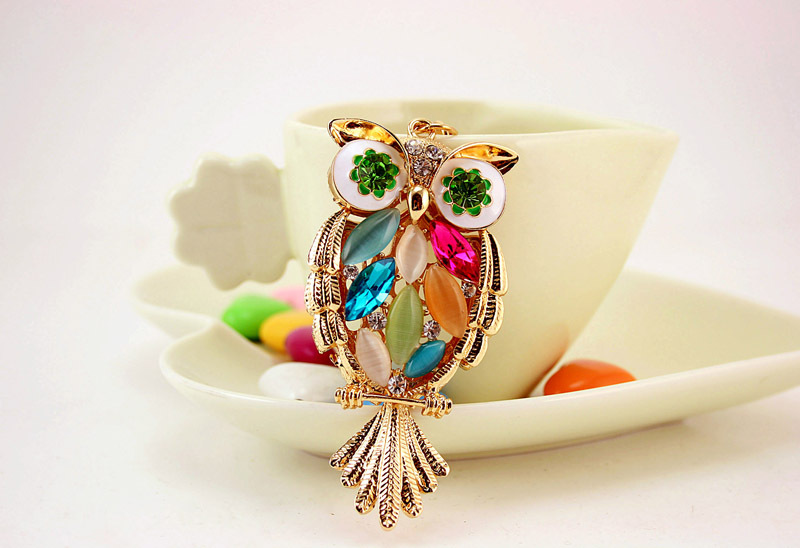 40g Weight Alloy, Metal Material Owl Pattern Unisex Gender Creative Craft Small Gift Owl Diamond Car Key Chain 2