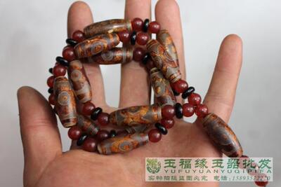 direct deal new pattern Boutique agate " Necklace Tibetan To fake something antique Three beads sweater chain wholesale