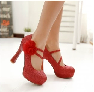 Размер 323340414243 свадебные туфли цветок Высокий каблук Женская обувь JGB2015N010102