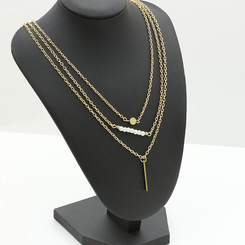 Europäischer Und Amerikanischer Neuer Außenhandels Schmuck, Schöne Mädchen Mode, Einfache Perlens Tange, Mehr Schicht Ige Halskette, display picture 5