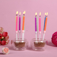 廠家生產批發彩色12支水晶螺紋蠟燭兒童生日蛋糕蠟燭創意生日蠟燭