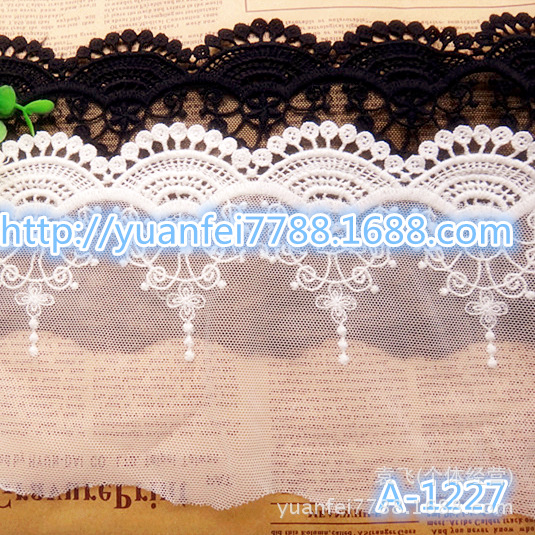 A-1227水溶网纱镂空刺绣花边DIY服装辅料宽12厘米现货批发
