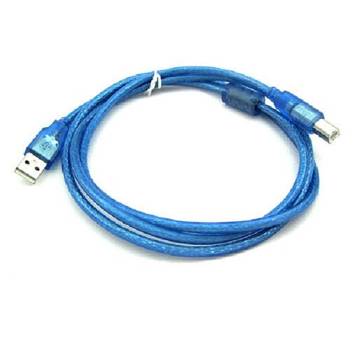 透明蓝3米USB高速2.0方口打印线全铜芯带磁环带屏蔽带编网数据线