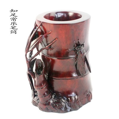 Manufactor Wood carving pen container Decoration Rosewood technology gift Four Treasures Penholder woodiness Contentment pen container