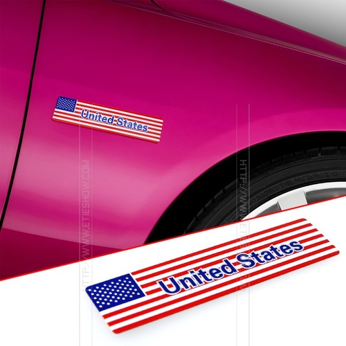 Chinese American German aluminum alloy car logo, Chinese patriotic red flag rear metal car sticker