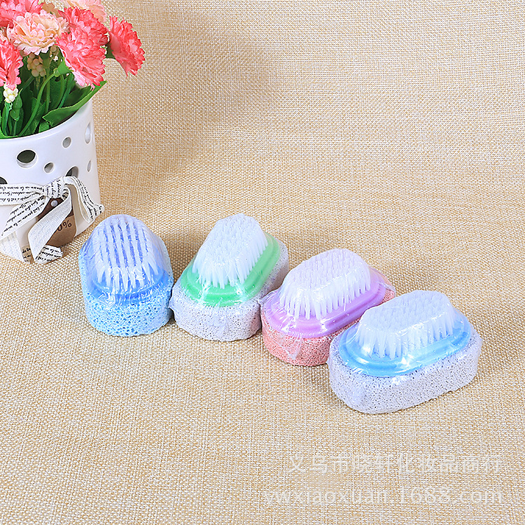 多色双面去死皮 磨脚石刷搓脚板刷去死皮指甲刷老茧用美容工具