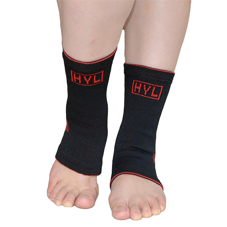 尼龙针织彩色四面弹力透气护踝 黑红提花护脚踝运动护具现货批发