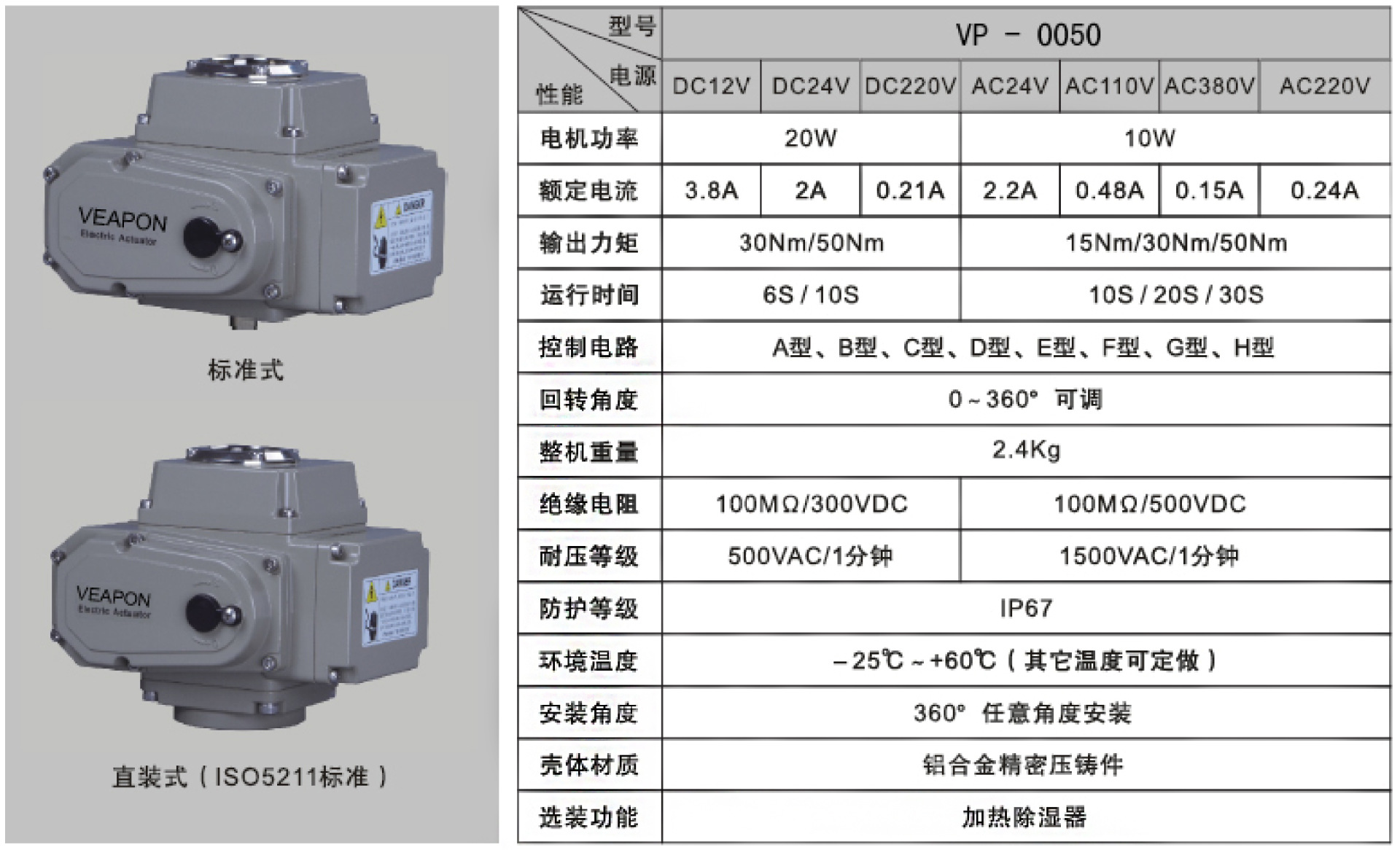 臺灣電動閥(veapon)電動閥VP0050屬性