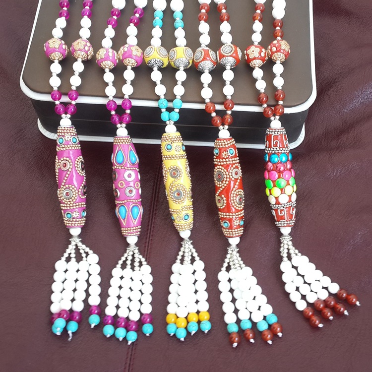 天然白贝壳毛衣链原创diy转运柱项链女士毛衣链开运吊坠饰品|ru