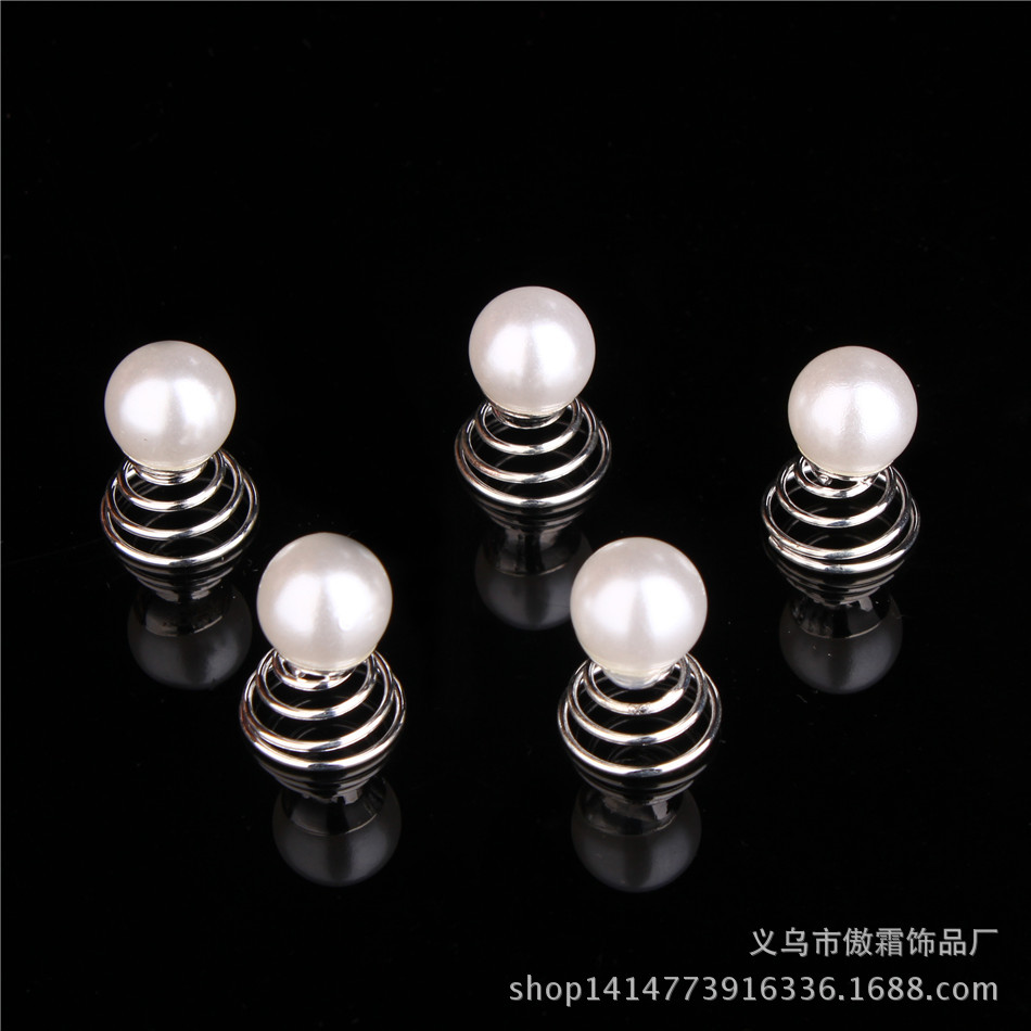 廠家直銷 新娘婚禮頭飾 白色單顆珍珠螺旋夾 珍珠U型發飾配飾批發