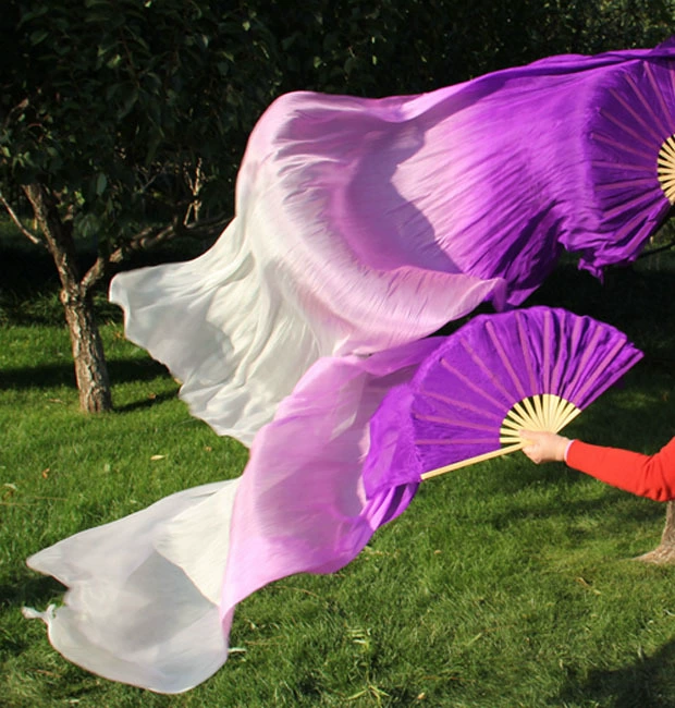 Поддержка индивидуального Шелкового веера танец живота двойной веер удлиненный танцевальный веер Красочный Длинный Шелковый веер шелковый длинный веер