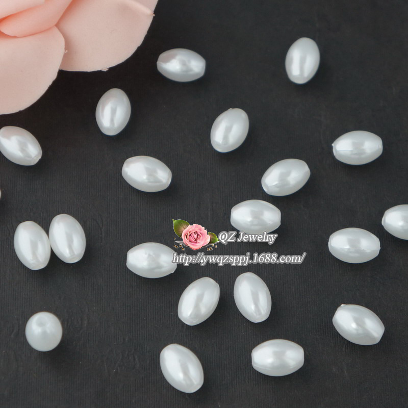 Pearlescent off-white imitation pearl, rice-shaped pearl, straight-hole oval pearl, Korean-style headwear and hairpin material detail image 7