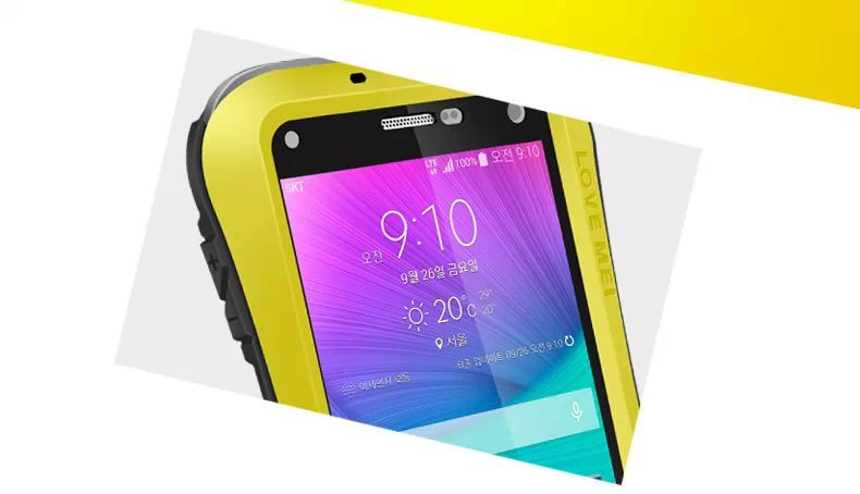 LOVE MEI Powerful Small Waist Water Resistant Shockproof Dust/Dirt/Snow Proof Aluminum Metal Outdoor Heavy Duty Case Cover for Samsung Galaxy Note 4