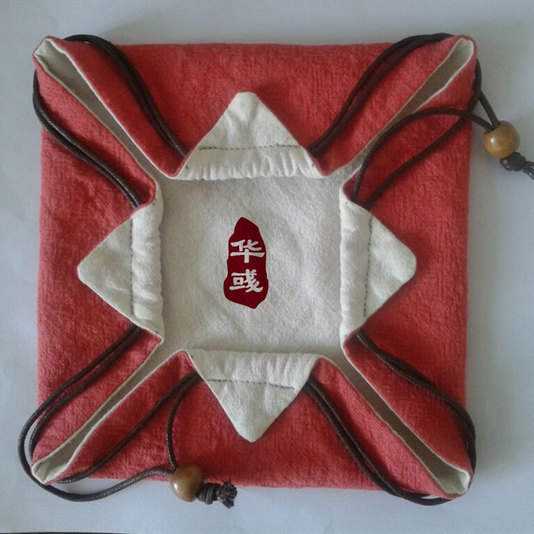 华彧 复古麻棉质地茶碗 茶壶便捷式收纳袋差小茶席深圳厂家