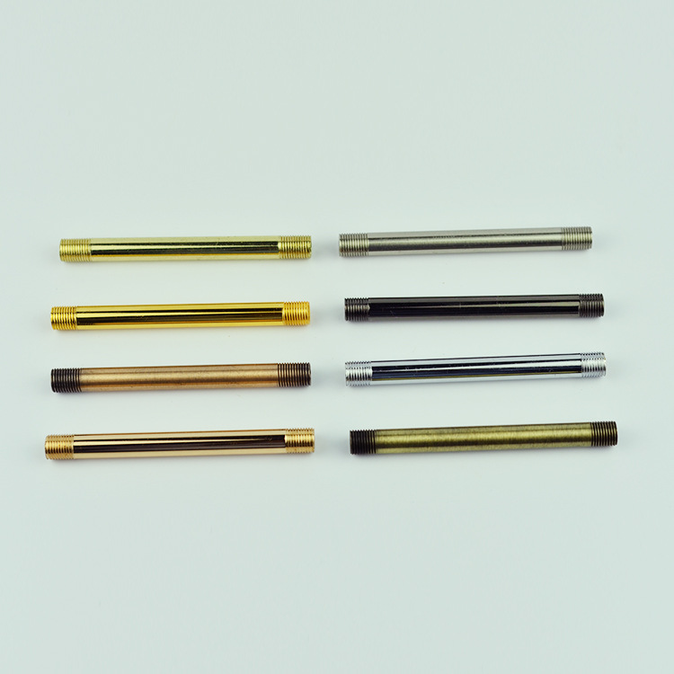空心直杆牙管直管两头牙直通铁管电镀金铬色 五金灯饰灯具配件DIY