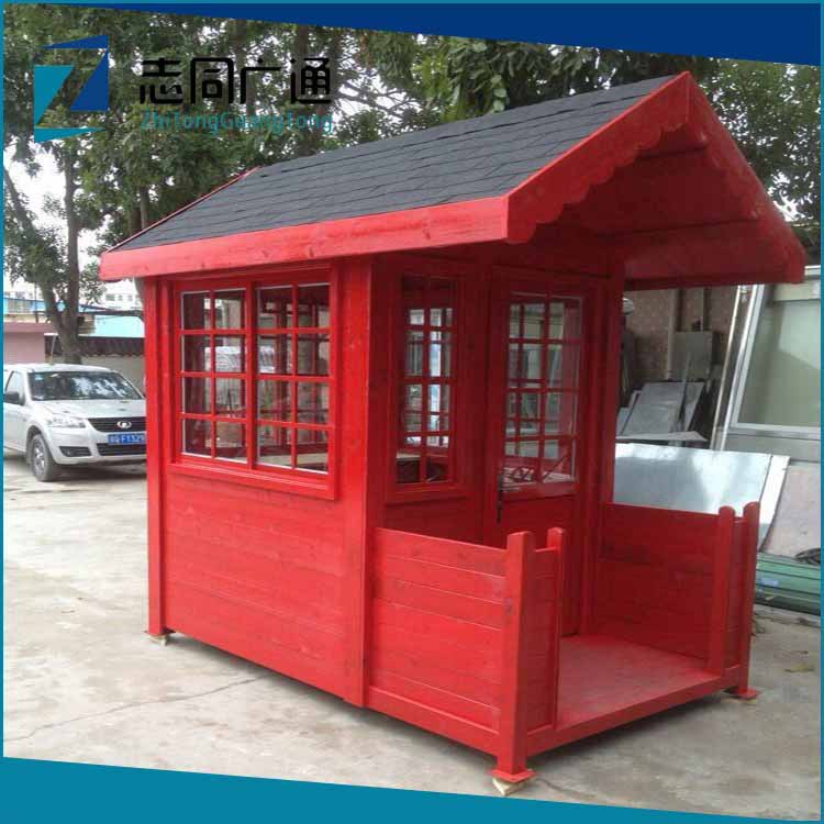 志同新款度假木屋 防腐木岗亭 便民服务厅 木质值班岗亭 别墅亭