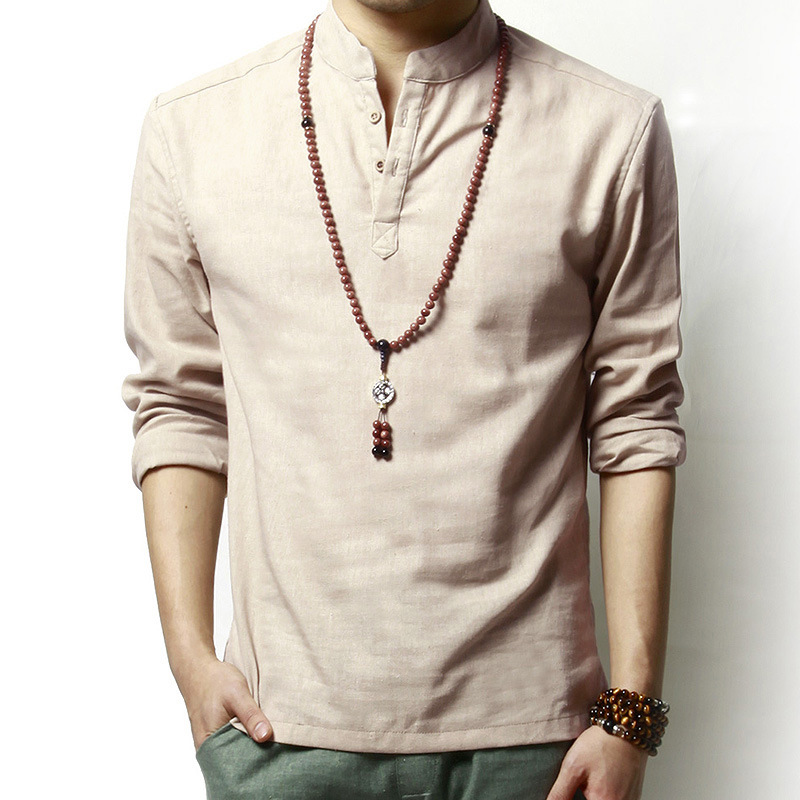 2018新款 亚麻长袖衬衫 夏清 夏青 厂家供货 现货两万件量大从优|ru