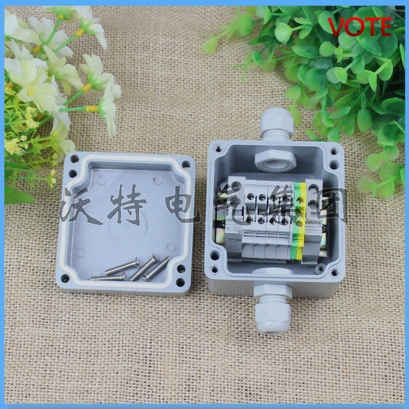 铸铝防水接线盒电源分线盒端子接线盒80*75*60防水防溅盒一进一出