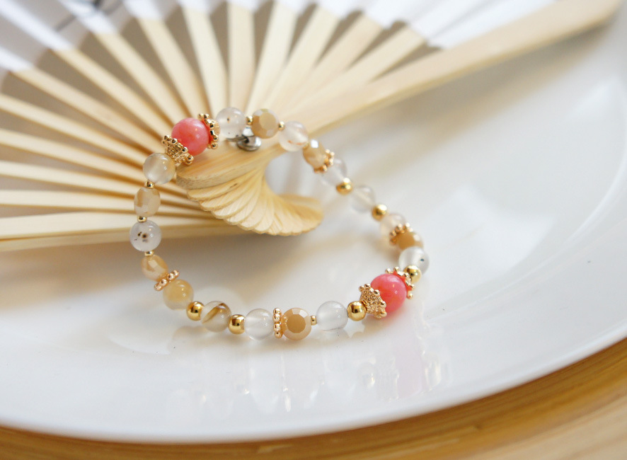 Temperament Korean Bracelet Fashion Agate Crystal Bracelet Pink Shell Bracelet display picture 1