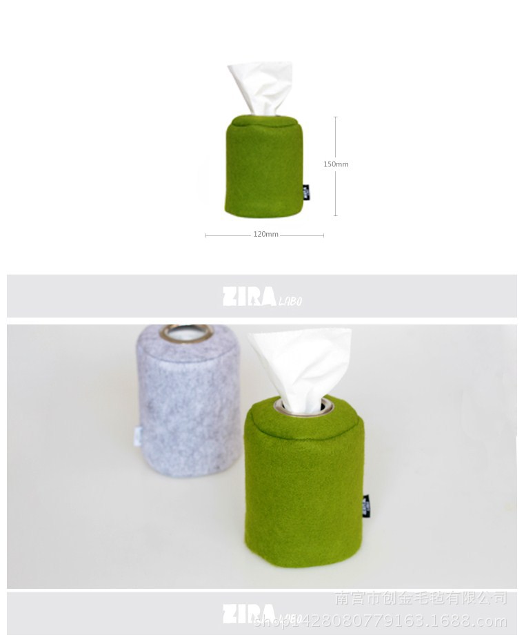 【厂家直销】环保卫生毛毡筒形纸巾盒 颜色鲜亮做工精致来|ru